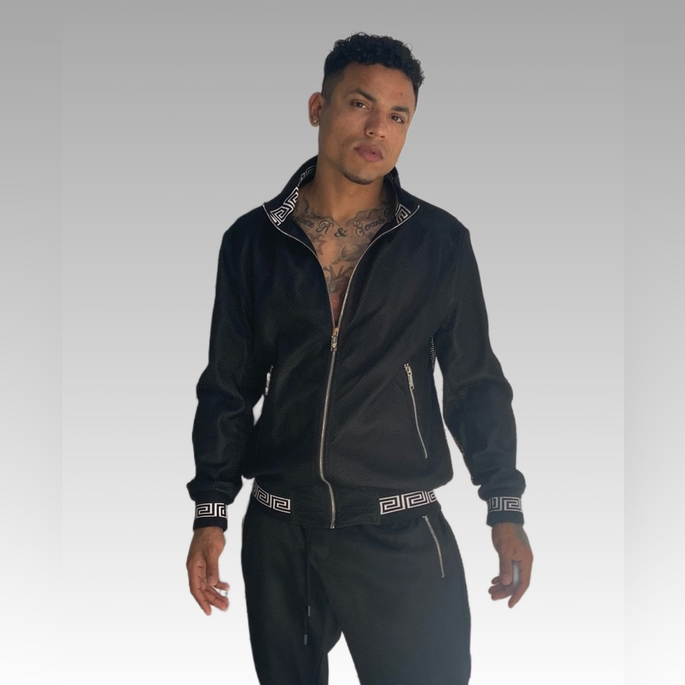 Men's Casual Black | White Mesh Tracksuit NWT